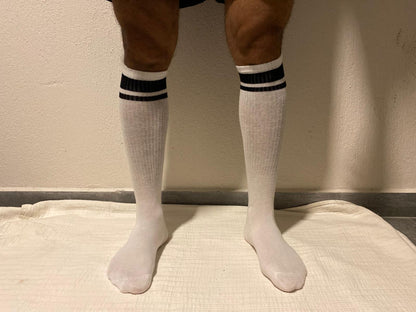 Beyaz Spor Çizgili Uzun Çorap – 6’lı Paket (Unisex)