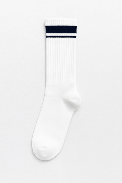 Beyaz Spor Çizgili Uzun Çorap – 6’lı Paket (Unisex)