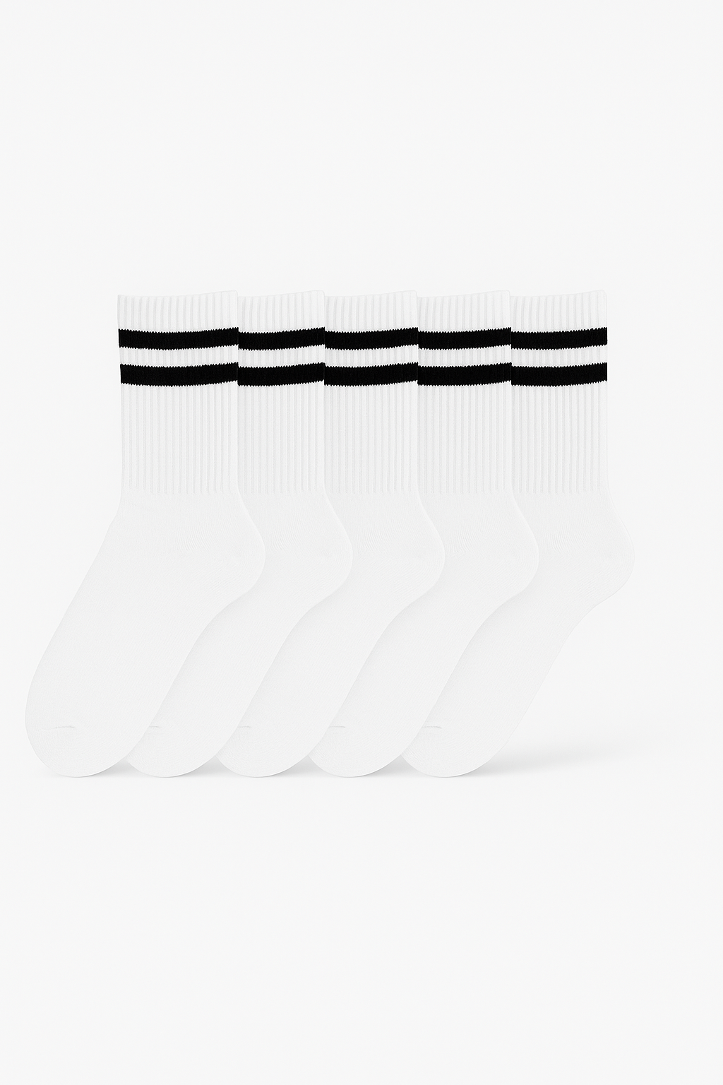 5’li Beyaz Çizgili Spor Çorap – Günlük & Spor Kullanım için Rahat Tasarım  KARGO ÜCRETSİZ