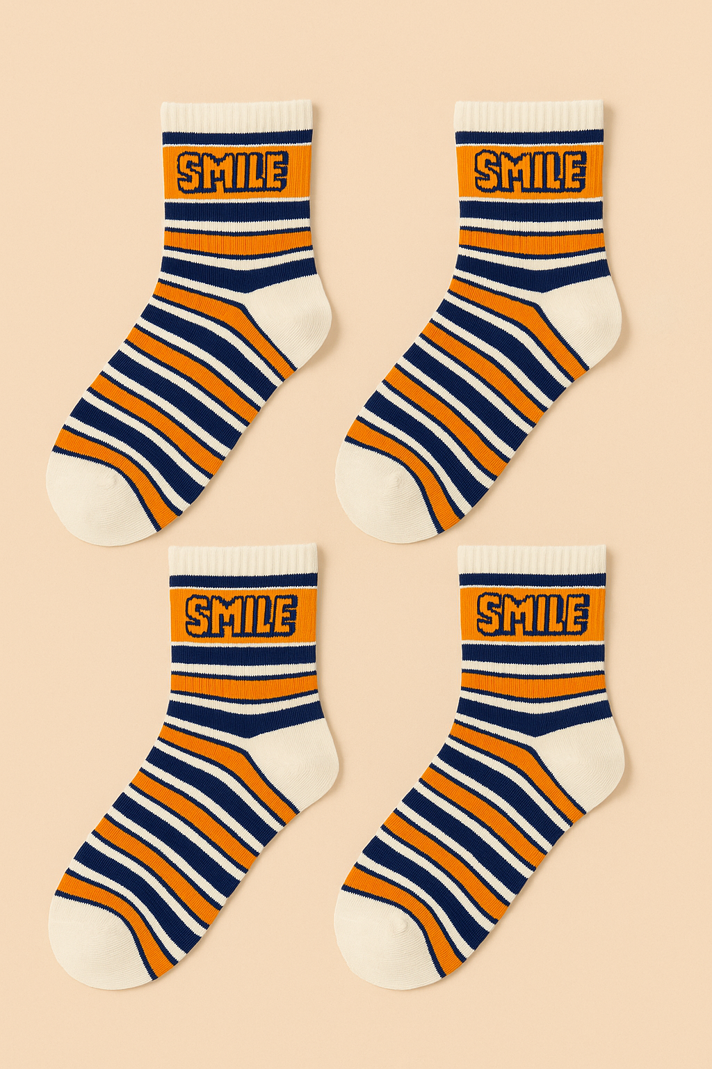SMILE Desenli Renkli Çorap – 4’lü Paket
