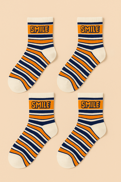 SMILE Desenli Renkli Çorap – 4’lü Paket