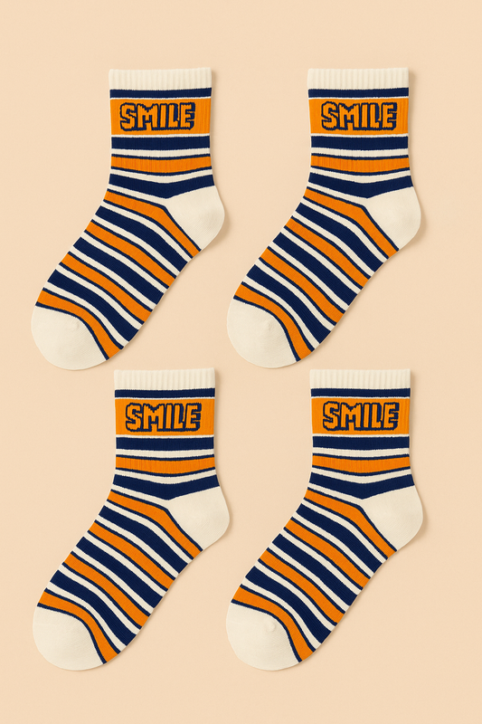 SMILE Desenli Renkli Çorap – 4’lü Paket